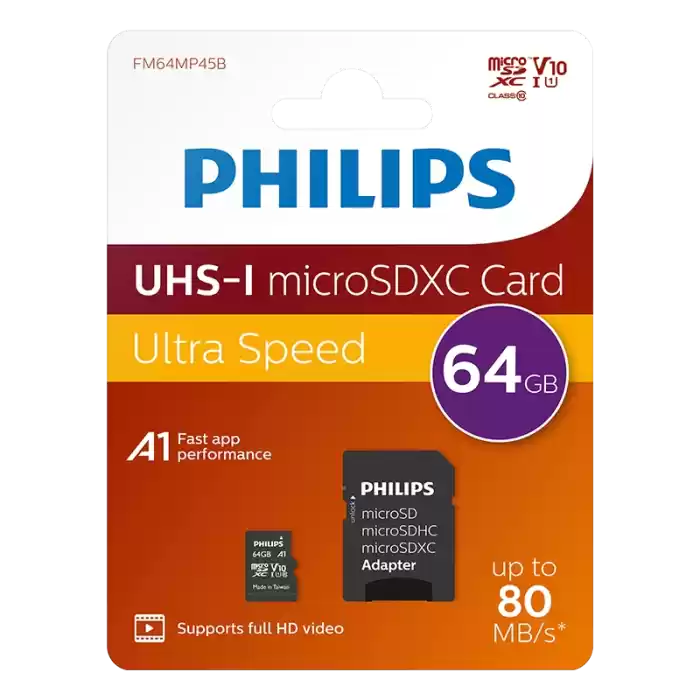 PHILIPS 64GB MICRO SDXC 80 MB/S C10 FM64MP45B/00