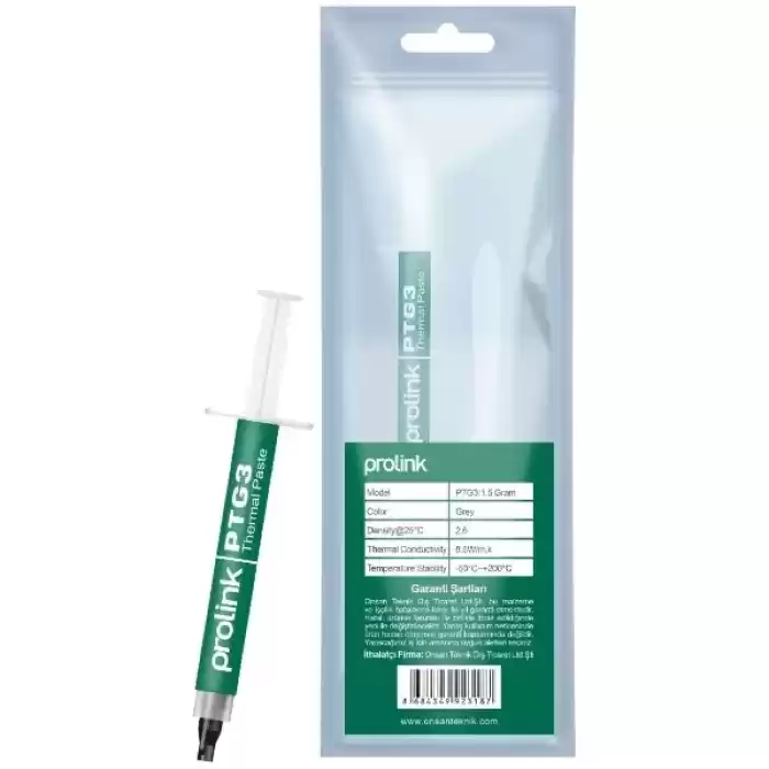 PROLINK PTG3:1,5 Silicon Termal Macun  1,5gr 8,5w/m.k Gri Termal Macun