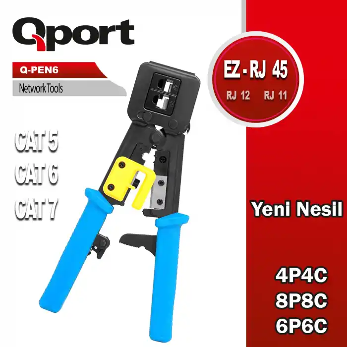 QPORT RJ45 - RJ11- RJ12 YENİ NESİL EZ-RJ45 PENSE (Q-PEN6)