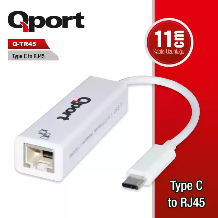 QPORT TYPE-C TO RJ45(GIGABIT)NETWORK ÇEVİRİCİ (Q-TR45)