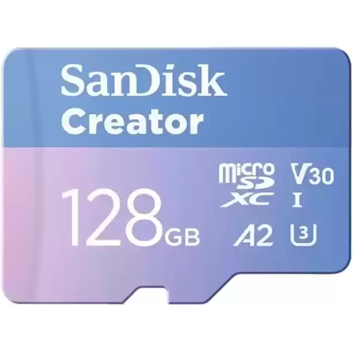 SanDisk Creator 128GB 190/90MB/s microSDXC UHS-I A2 V30 Adaptörlü Hafıza Kartı SDSQXAA-128G-IN6MS