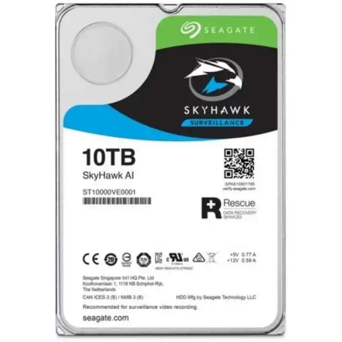 SEAGATE ST10000VE001 SKYHAWK AI 3.5 10TB 7200rpm 256mb SATA (TR Seagate Garantili) 7/24 Harddisk