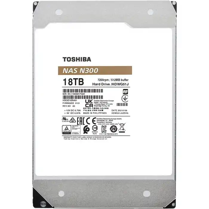 TOSHIBA HDWG51EUZSVA N300 3.5 14TB 7200rpm 512MB Sata 7/24 NAS Harddisk