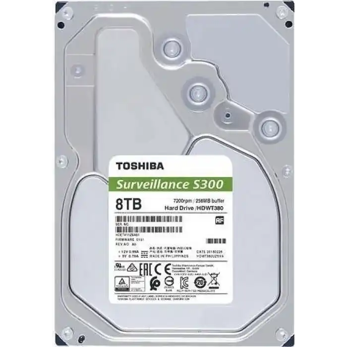 TOSHIBA HDWT380UZSVA S300 3.5 8TB 7200rpm 256mb SATA 7/24 Harddisk