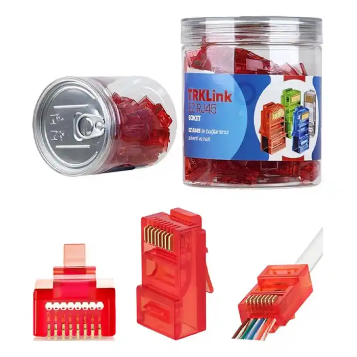 TRKLink EZ RJ45 KONNEKTÖR (KIRMIZI) 100 lü PAKET YENİ NESİL