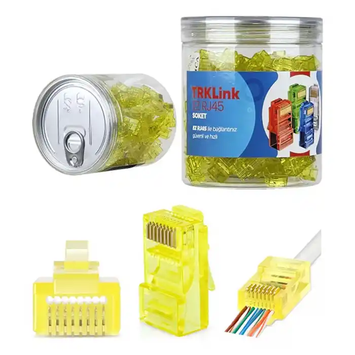 TRKLink EZ RJ45 KONNEKTÖR (SARI) 100 lü PAKET YENİ NESİL