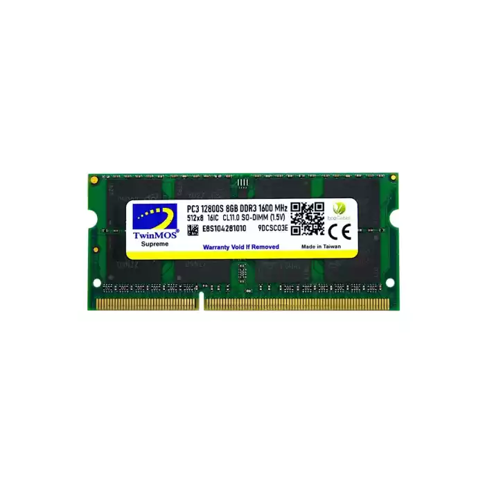 TwinMOS Sodimm 8 GB 1600MHz 1.5V DDR3  Notebook Ram