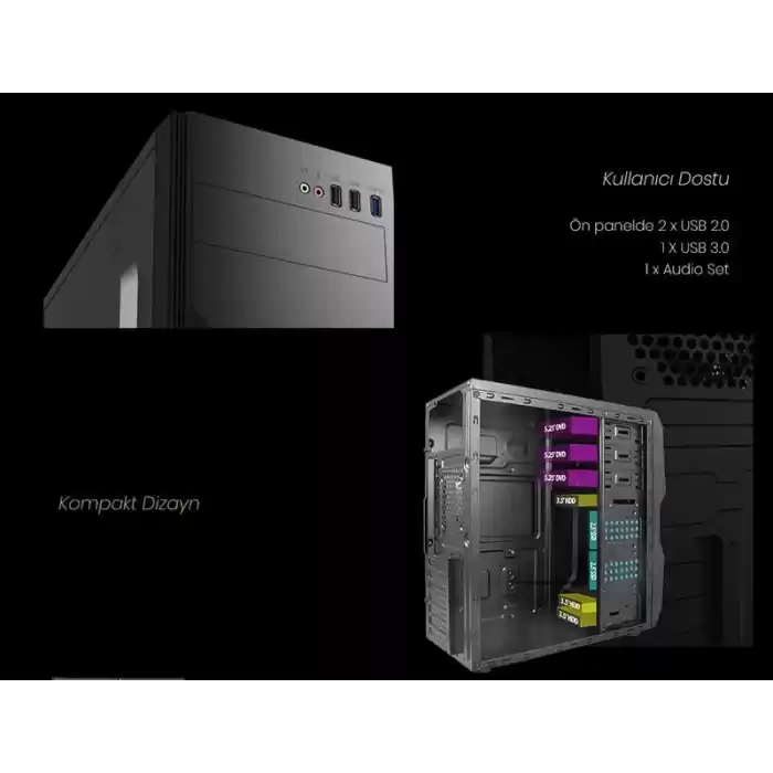 VENTO TA-K61 350W Siyah-Gri Mid Tower ATX Kasa