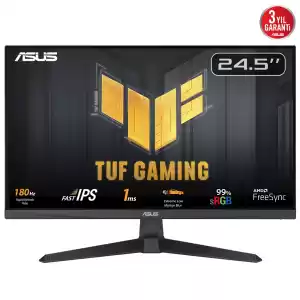 ASUS VG259Q3A TUF GAMING 24.5 LED IPS 1ms 180Hz 1920x1080 FullHD 2xHDMI DP Multimedya (Vesa) AMD Free FastIPS ELMB Siya