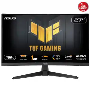 ASUS VG27VQ3B TUF GAMING 27 Curved (Kavisli) 1ms 180Hz 1920x1080 FullHD 2x HDMI 1xDP Multimedya (Vesa) ELMB SYNC, FreeS