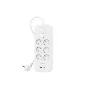 Belkin USB-C ve USB-A Bağlantı Noktalı Aşırı Gerilim Koruyucu (1 USB-C ve 1 USB-A ile 6 Çıkış)