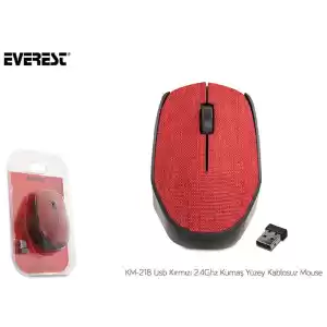 EVEREST KM-218 USB Kablosuz 2.4Ghz Kırmızı Kumaş Yüzey Mouse