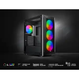 GAMEBOOSTER RAIDER E651B 650W 80+ Siyah Mesh Panel Full Tower E-ATX Kasa
