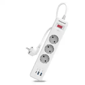 Honeywell 3lü Akım Koruyucu Priz  2x USB-A + 1x USB-C 20W PD - Beyaz