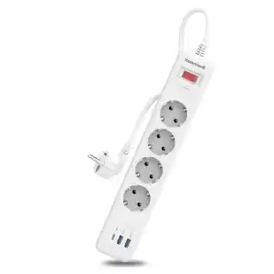 Honeywell 4lü Akım Koruyucu Priz  2x USB-A + 1x USB-C 20W PD - Beyaz