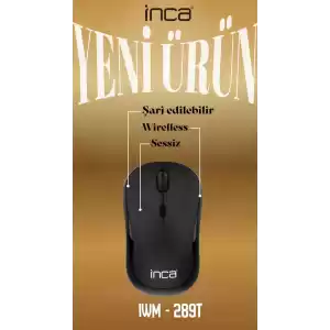 INCA IWM-289T Kablosuz siyah Ergonomic Design Şarjlı Mouse