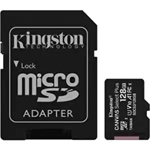 KINGSTON 128GB Canvas Select Plus MicroSDXC 100R A1 C10 Card + Adapter