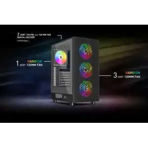 POWER BOOST PB-A700B 750W 80+ Bronze Siyah Mesh Panel Mid Tower ATX Kasa