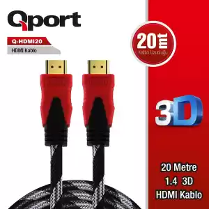 QPORT 20M ALTIN UÇLU HDMI KABLO 1.4V (Q-HDMI20)