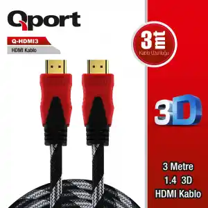 QPORT 3M ALTIN UÇLU HDMI KABLO 1.4V (Q-HDMI3)