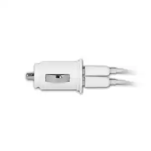 RETRO 5V 2.1A iPad, Tablet, Telefon USB Araç Şarj Adaptörü - Beyaz - Çift USB