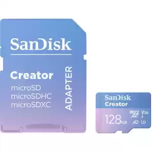 SanDisk Creator 128GB 190/90MB/s microSDXC UHS-I A2 V30 Adaptörlü Hafıza Kartı SDSQXAA-128G-IN6MS