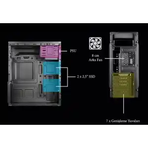 VENTO VS114F 500W Siyah Mid Tower ATX Kasa