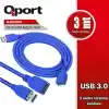 QPORT 3M USB3.0 UZATMA KABLOSU (Q-UZ3030)
