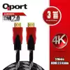 QPORT Q-HDMI33 3 METRE 2.0V 4K  ALTIN UÇLU ÖRGÜLÜ KABLO