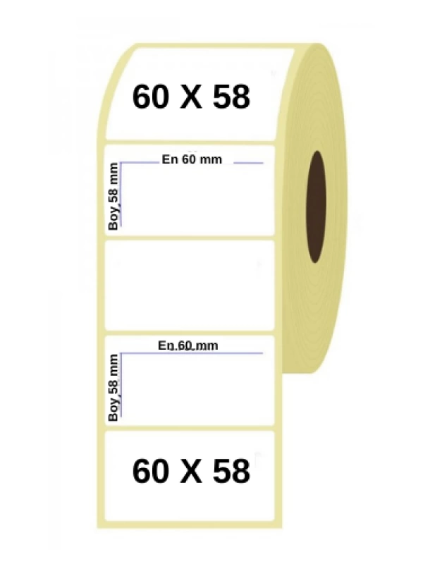 Etiket 60 X 58  Kuşe 500 Sarım