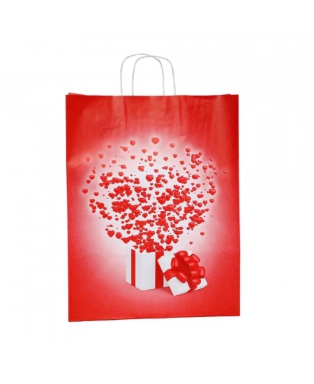 ÇANTA KRAFT BÜKÜM SAPLI K.KALPLER 18*24CM 25Lİ