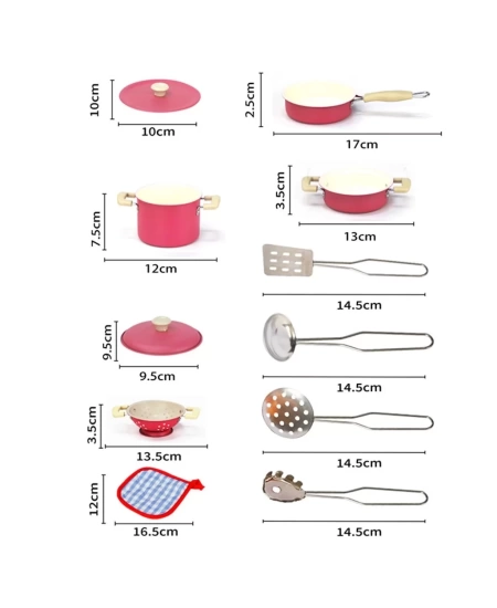 11 PARÇA PEMBE EMAYE TENCERE TAVA SET