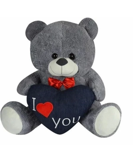 60 CM I LOVE YOU KALPLİ AYI (KOT KALPLİ)