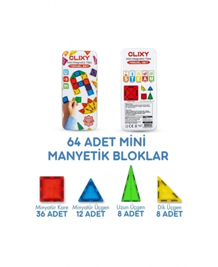 64 PARÇA MANYETİK BLOK METAL KUTU
