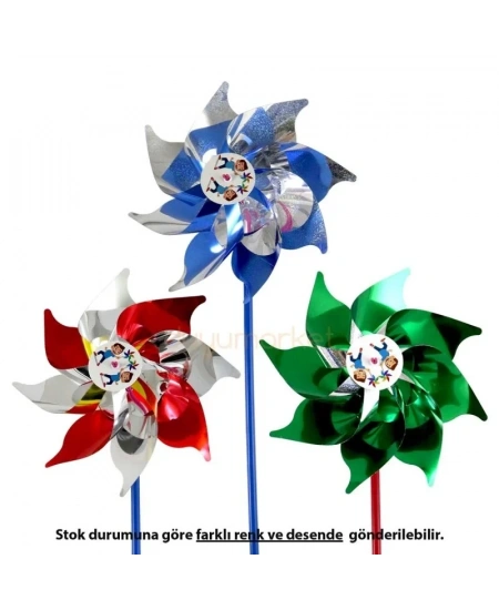 8 KANATLI HOLOGRAMLI RÜZGAR GÜLÜ 18CM