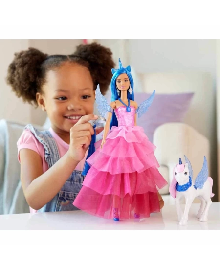 BARBIE MAVİ SAÇLI PRENSES BEBEK DHL