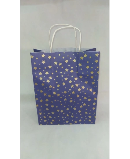 ÇANTA KRAFT BÜKÜM SAPLI YILDIZLI 18*24 CM 25 Lİ