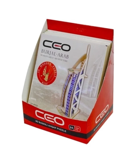 CEO 3D AHŞAP PUZZLE BASKILI 24LÜ STD DHL