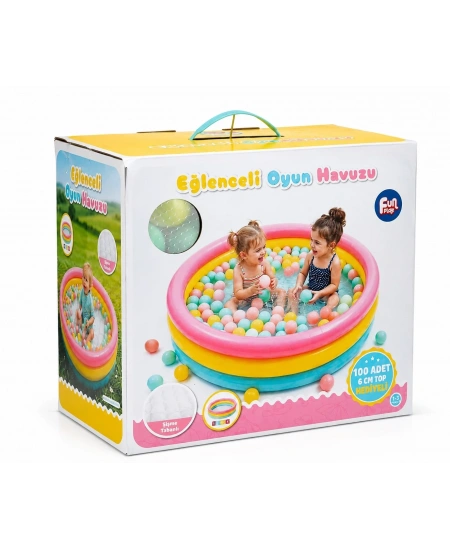 FUN PLAY 85CM HAVUZ ÜÇ RENKLİ İÇİNDE 100 ADET 6CM