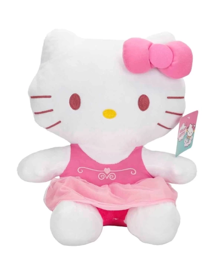 HELLO KITTY PELUŞ ELBİSELİ KURDELELİ PEMBE 36CM