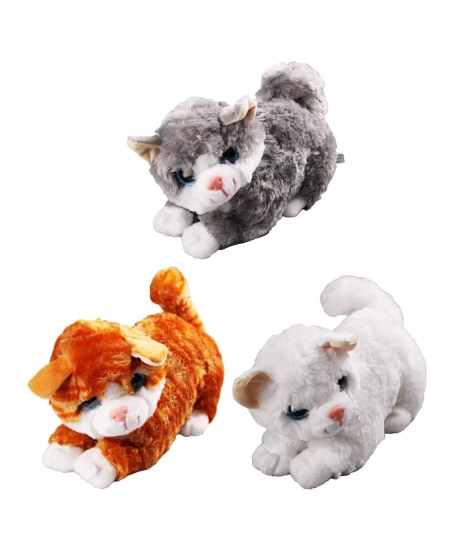 JUMBO PELUŞ MİYAVLAYAN YATAN KEDİ 30CM