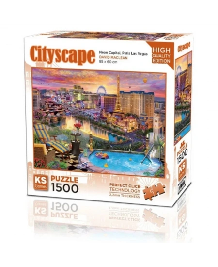 KS GAMES 1500 PARÇA PUZZLE NEON CAPITAL, PARIS LAS VEGAS