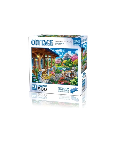 KS GAMES 500 PARÇA PUZZLE COLORFUL HOUSE NEAR THE LAKE