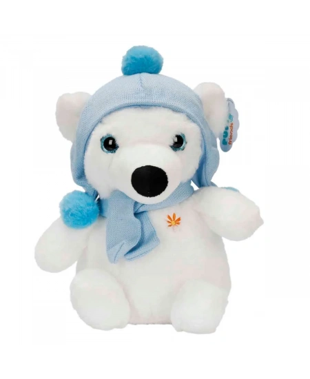 PELUŞ KUTUP AYI ŞAPKALI ATKILI 30CM