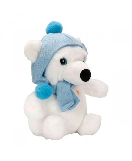 PELUŞ KUTUP AYI ŞAPKALI ATKILI 30CM