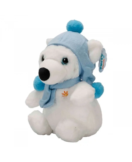 PELUŞ KUTUP AYI ŞAPKALI ATKILI 30CM