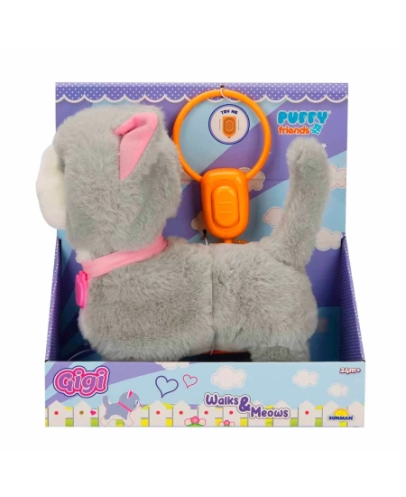 PELUŞ SEVİMLİ KEDİ GİGİ HAREKETLİ SESLİ GRİ