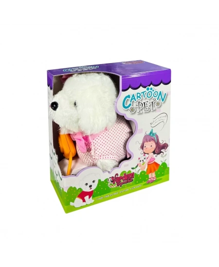 PELUŞ TASMALI YÜRÜYEN PEMBE FİYONKLU KÖPEK