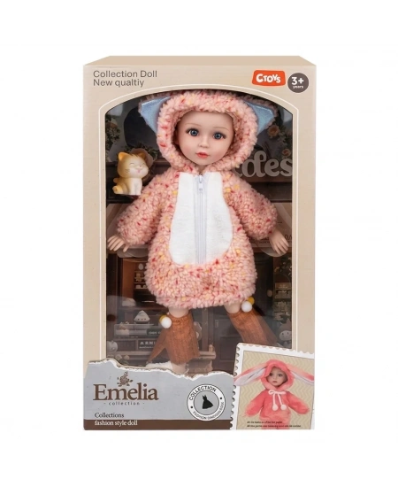 PEMBE POFUDUK TULUMLU VE ŞAPKALI MODA BEBEK