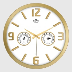 AYPŞ TERMOMETRELİ DUVAR SAATİ ALTIN BEYAZ